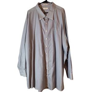 22 36-37 Tall Enro Blue White Checked Button Up Non Iron Dress Shirt 5XL